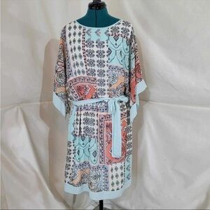 DB Established 1962 Teal and Coral Imitation Patchwork‎ Shift Dress Size 10